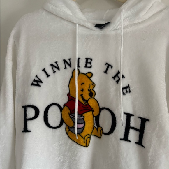 Disney White Winnie the Pooh Fleece Pullover Hoodie Size Large - Picture 2 of 5